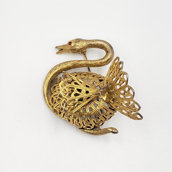 Vintage Brooch Swan MCM - Picture 1 of 8